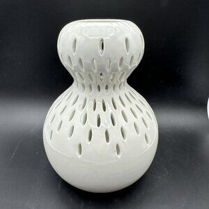 Williams Sonoma Pierced White Porcelain Tea Light Candle Holder Lantern Vintage